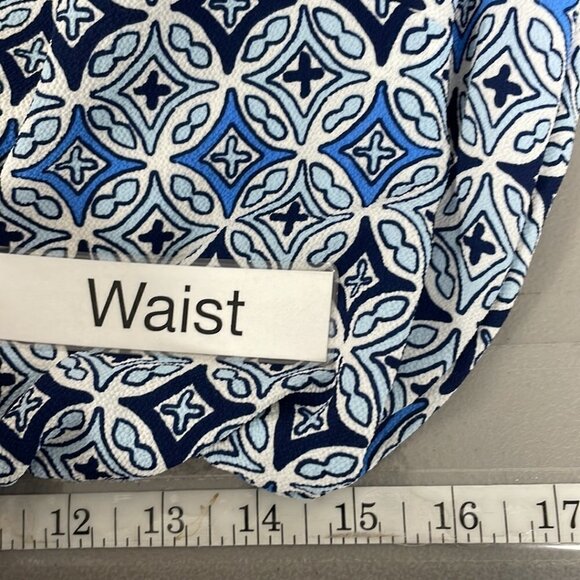 Mud Pie Blouson Dress NWT Buttons Midi Sleeveless Geometric Blue Size Large L - Picture 15 of 16